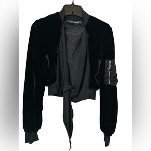 European Culture Black Velvet Bomber Jacket